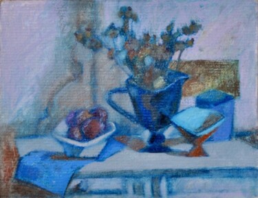 Malerei mit dem Titel "Blue still life" von Evgeniya Kolchina, Original-Kunstwerk, Pastell