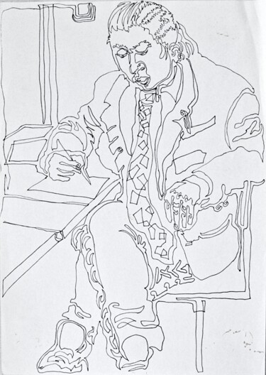 Desenho intitulada "Portrait of Misha" por Evgeniya Kolchina, Obras de arte originais, Tinta