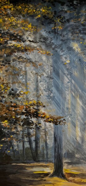 Painting titled "Lumière d'automne" by Muller Odette, Original Artwork, Acrylic