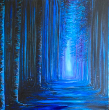 Painting titled "La forêt interdite" by Muller Odette, Original Artwork, Acrylic