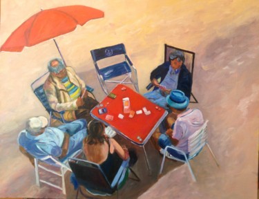 Peinture intitulée "Cannes, joueurs de…" par Muriel Mijo, Œuvre d'art originale, Huile