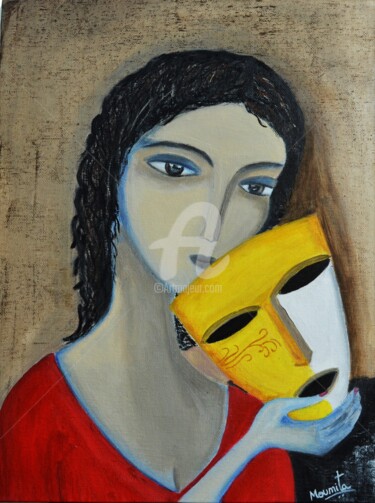 Painting titled "The mask" by Mumuscape, Original Artwork, Acrylic