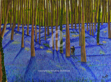 Painting titled "Bluebell Undergrowth" by Mumuscape, Original Artwork, Acrylic