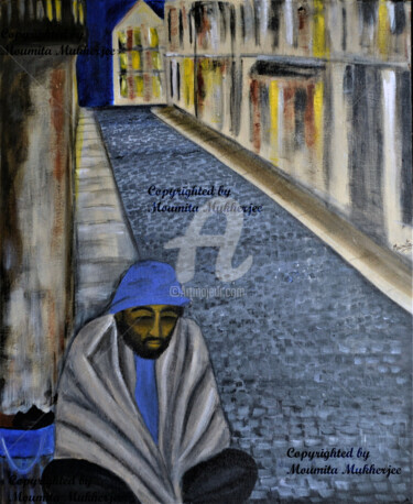Painting titled "The cold footpath" by Mumuscape, Original Artwork, Acrylic