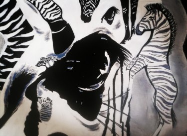 Painting titled "Zebra" by Mumuzepaint, Original Artwork, Acrylic
