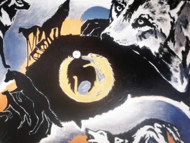 Painting titled "Wolf" by Mumuzepaint, Original Artwork, Acrylic