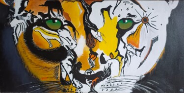 Painting titled "Lioness eye" by Mumuzepaint, Original Artwork, Acrylic