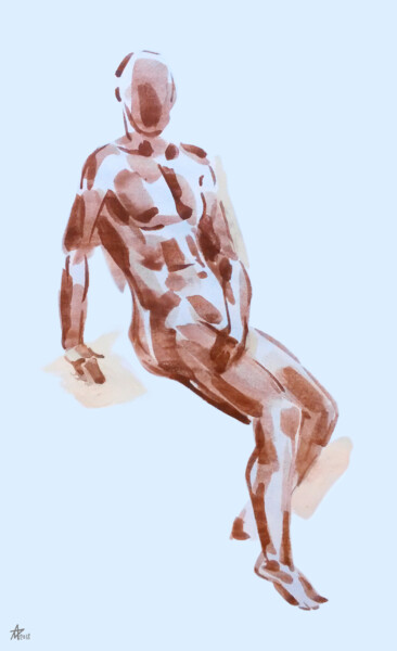 Картина под названием "Nude #6" - Munir Akhmejanov, Подлинное произведение искусства, Гуашь