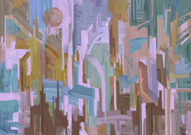 Digital Arts titled "City. Abstraction.…" by Munir Akhmejanov, Original Artwork, Digital Painting