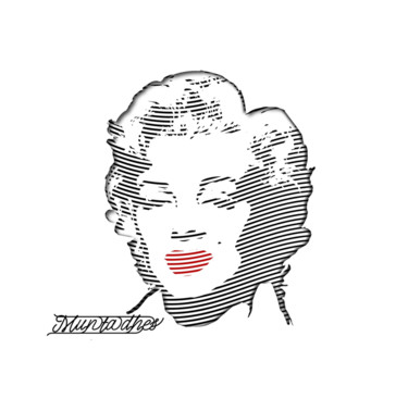 Arts numériques intitulée "Marilyn Monroe Line…" par Muntadher Saleh Mntzr Slh, Œuvre d'art originale, Peinture numérique