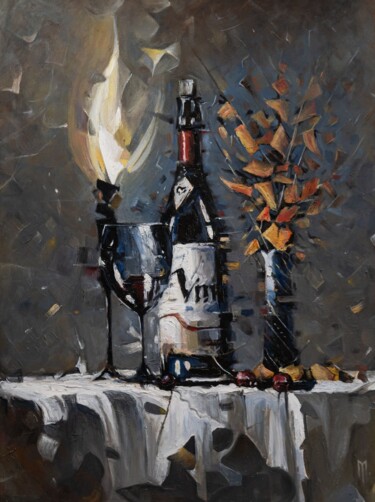 Peinture intitulée "red wine" par Yura Matiyashchuk, Œuvre d'art originale, Huile