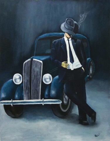 Painting titled "The Gangster" by Murad Jawed, Original Artwork, Oil
