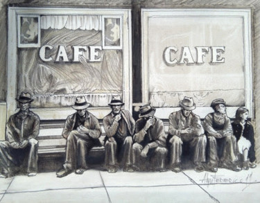 Painting titled "Just Waiting" by Alyn Federico, Original Artwork, Airbrush