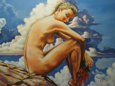 Painting titled "Body of Clouds" by Alyn Federico, Original Artwork, Acrylic Mounted on Wood Stretcher frame