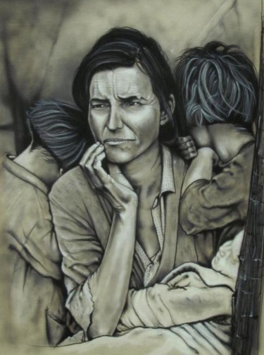 Картина под названием "The Dust Bowl" - Alyn Federico, Подлинное произведение искусства, Аэрограф