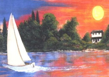 Painting titled "Grant Farm Island" by Thom Green, Original Artwork