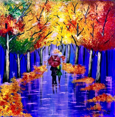 Peinture intitulée "Autumn spark" par Merlusca Rebeca, Œuvre d'art originale, Acrylique