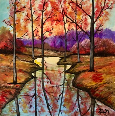 Painting titled "Autumn vibes" by Merlusca Rebeca, Original Artwork, Acrylic