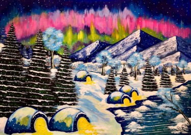 Painting titled "Winter dream" by Merlusca Rebeca, Original Artwork, Acrylic