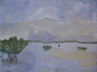 Painting titled "Landscape" by Murat Bulut, Original Artwork, Oil