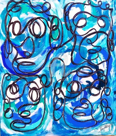 Painting titled "Abstract faces. Ser…" by Murat Rey, Original Artwork, Acrylic