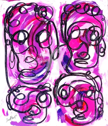 Ζωγραφική με τίτλο "Abstract faces. Ser…" από Murat Rey, Αυθεντικά έργα τέχνης, Ακρυλικό