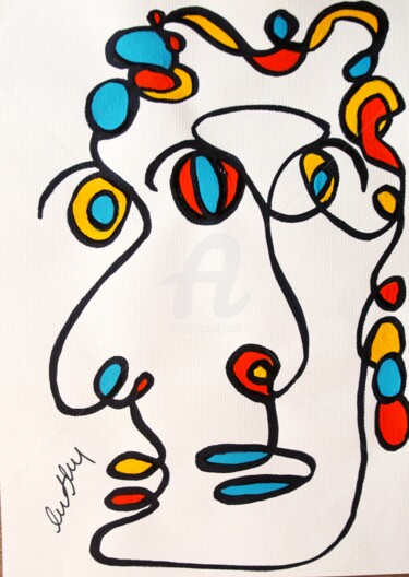 Painting titled "Abstract art. Faces." by Murat Rey, Original Artwork, Acrylic