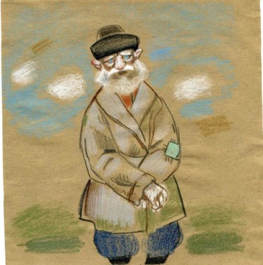 Drawing titled "Oldman" by Olga Muratova, Original Artwork