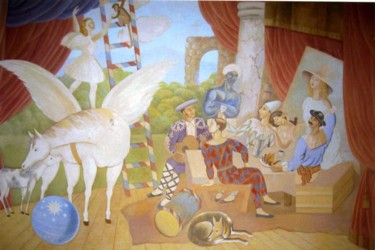 Painting titled "Роспись стены домаш…" by Olga Muratova, Original Artwork