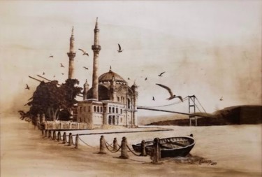 Printmaking titled "The Ortakoy Mosque…" by Murat Yilmaz, Original Artwork, Encaustic
