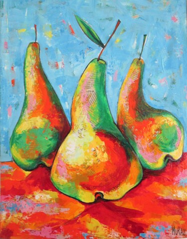 Malerei mit dem Titel "The three pears" von Muraz Martirosyan, Original-Kunstwerk, Collagen