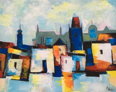 Painting titled "The city" by Muraz Martirosyan, Original Artwork, Acrylic