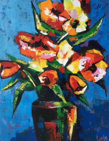 Картина под названием "The flowers" - Muraz Martirosyan, Подлинное произведение искусства, Акрил
