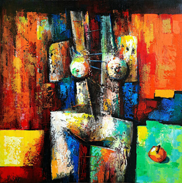 Painting titled "Composition with Re…" by Muraz Martirosyan, Original Artwork, Oil
