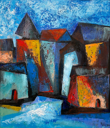 Malerei mit dem Titel "Night City" von Muraz Martirosyan, Original-Kunstwerk, Öl