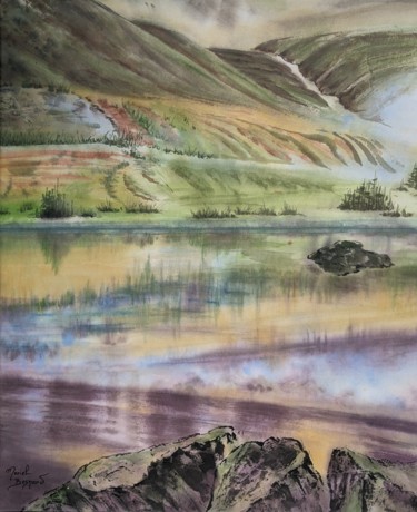 Картина под названием "Reflets" - Muriel Besnard, Подлинное произведение искусства, Чернила Установлен на Деревянная рама дл…