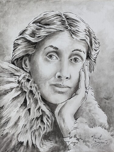 绘画 标题为“Virginia Woolf” 由Muriel Besnard, 原创艺术品, 墨