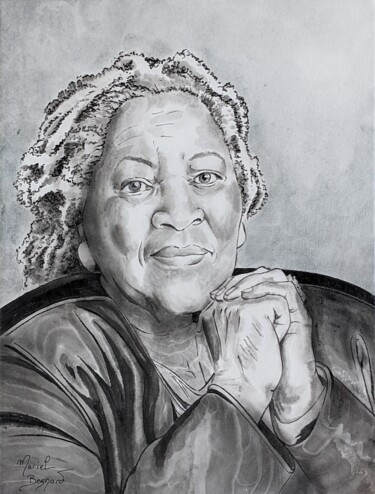 Malerei mit dem Titel "Toni Morrison" von Muriel Besnard, Original-Kunstwerk, Tinte