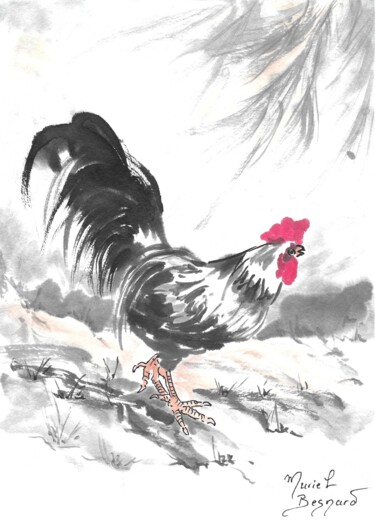 Malarstwo zatytułowany „Domaine du coq” autorstwa Muriel Besnard, Oryginalna praca, Atrament