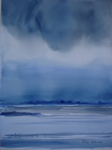 Peinture intitulée "Bleus marins" par Muriel Buthier-Chartrain, Œuvre d'art originale, Huile