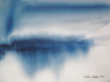 Peinture intitulée "Bleu de larmes" par Muriel Buthier-Chartrain, Œuvre d'art originale, Aquarelle