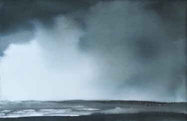 Peinture intitulée "Calme face à la mer" par Muriel Buthier-Chartrain, Œuvre d'art originale, Aquarelle