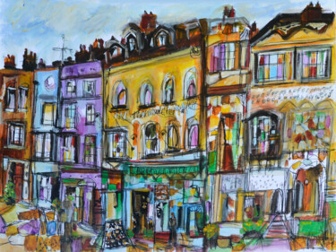 Painting titled "Shopping Street in…" by Muriel Cayet, Original Artwork