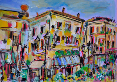 Painting titled "Il quartiere del so…" by Muriel Cayet, Original Artwork, Acrylic