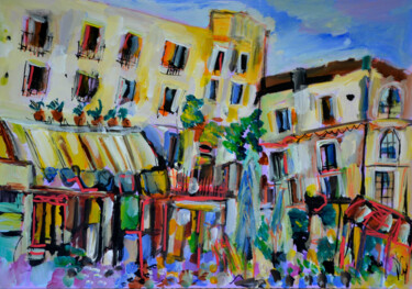 Painting titled "Piazza mattina" by Muriel Cayet, Original Artwork, Acrylic