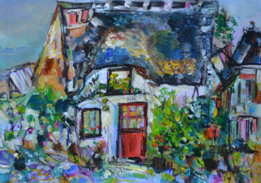 Painting titled "House haven" by Muriel Cayet, Original Artwork, Acrylic