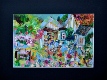 Картина под названием "Le jardin aux dix-s…" - Muriel Cayet, Подлинное произведение искусства, Акрил