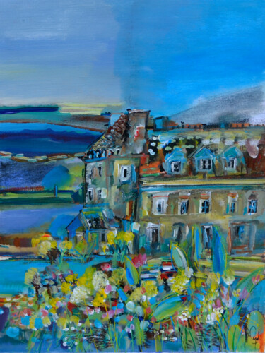 Painting titled "Llyn y castell" by Muriel Cayet, Original Artwork