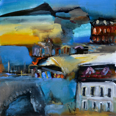 Pittura intitolato "Le grand pont de pi…" da Muriel Cayet, Opera d'arte originale