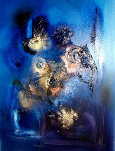Peinture intitulée "The new blue time -…" par Muriel Cayet, Œuvre d'art originale